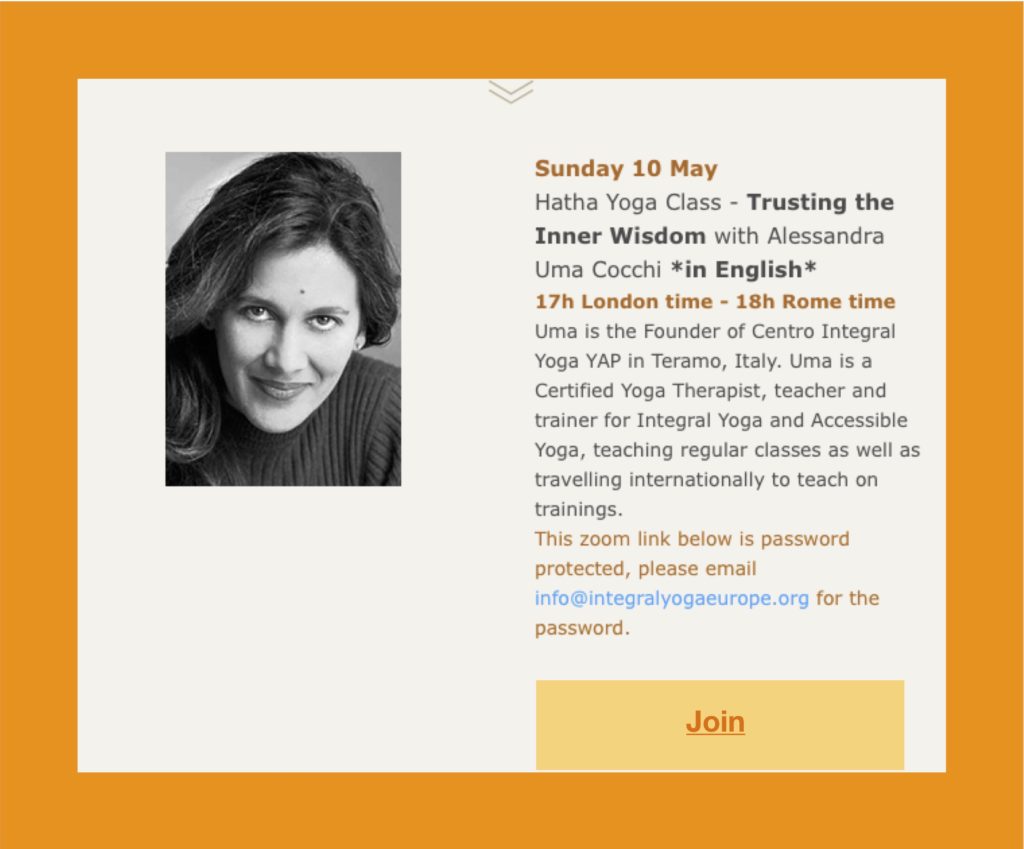 “Trusting the Inner Wisdom” Integral Yoga Class in English