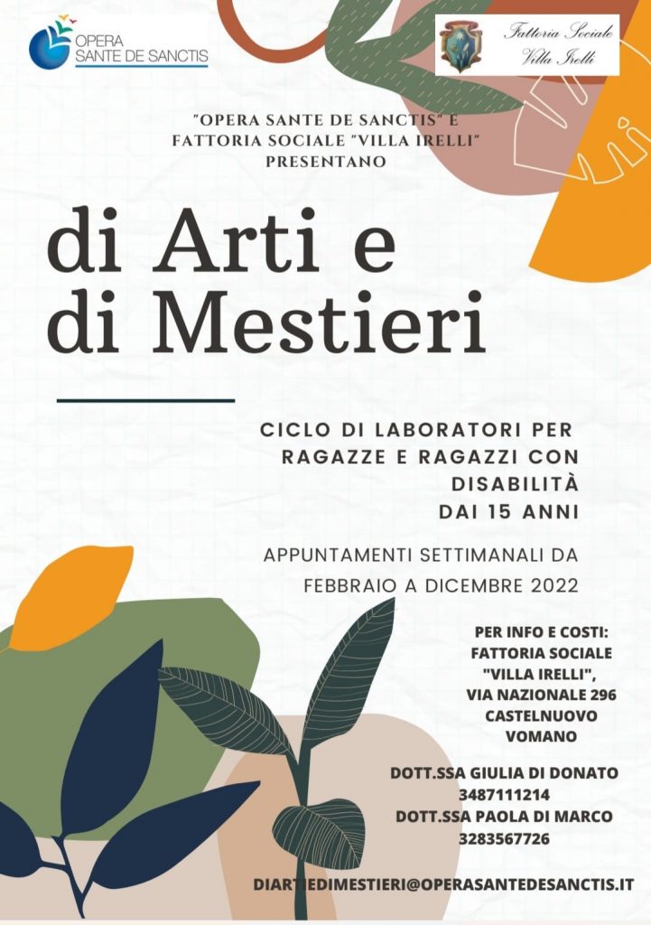 DI ARTI E DI MESTIERI • Ciclo di Laboratori per ragazz* con disabilità over 15